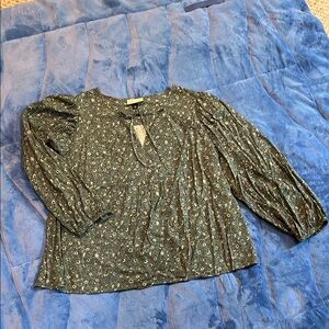 Floral Green Universal Threads Women's Peasant Top XXL